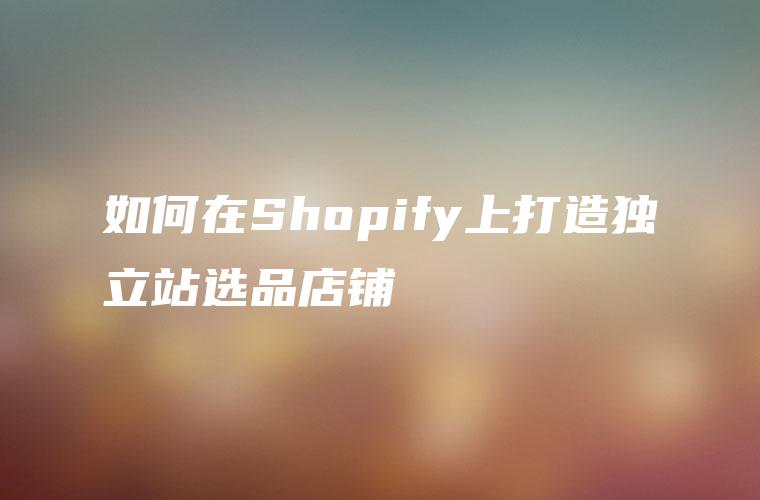 如何在Shopify上打造独立站选品店铺