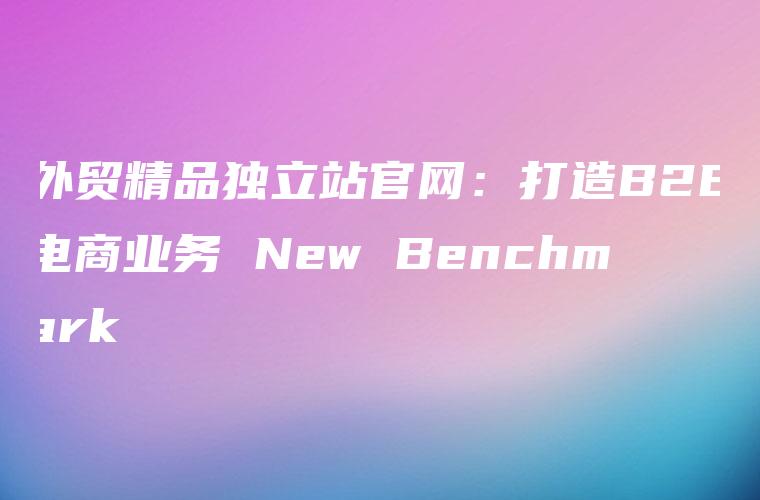 外贸精品独立站官网：打造B2B电商业务 New Benchmark
