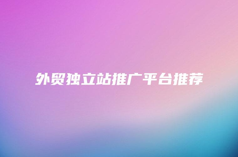 外贸独立站推广平台推荐
