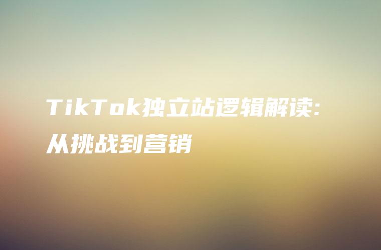 TikTok独立站逻辑解读: 从挑战到营销