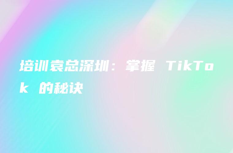 培训袁总深圳：掌握 TikTok 的秘诀