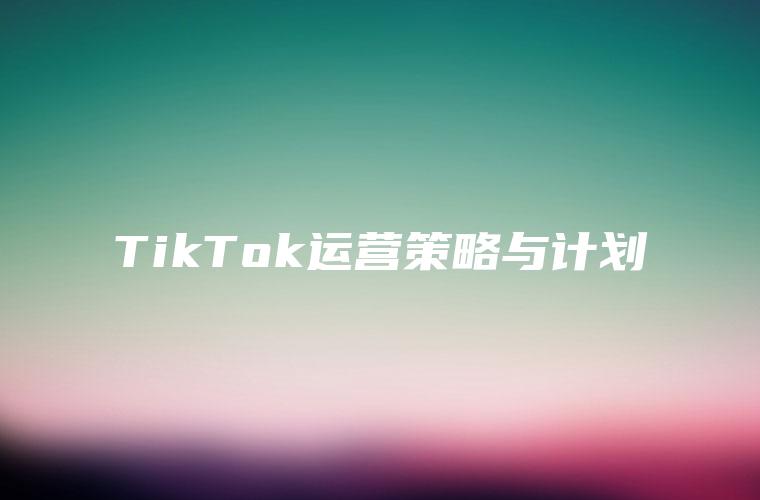 TikTok运营策略与计划