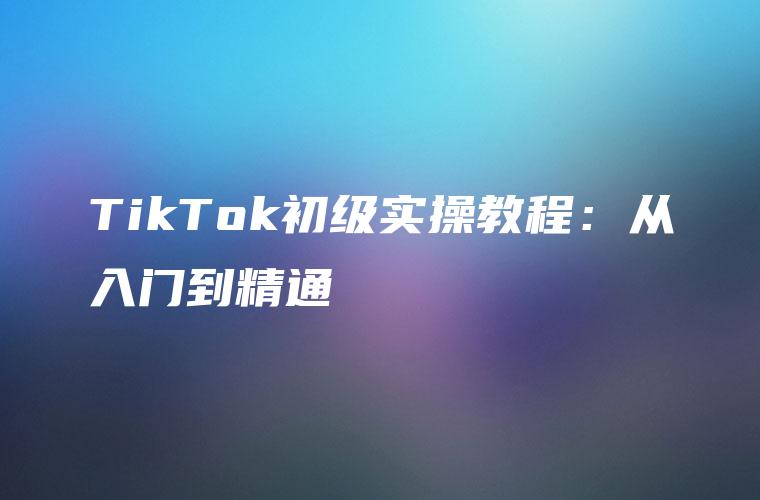 TikTok初级实操教程：从入门到精通
