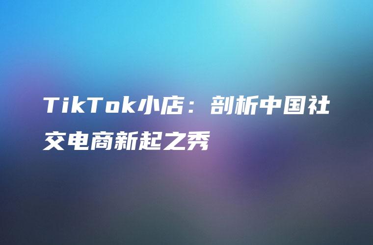 TikTok小店：剖析中国社交电商新起之秀