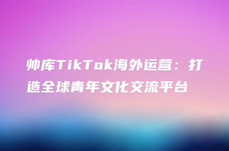 帅库TikTok海外运营：打造全球青年文化交流平台