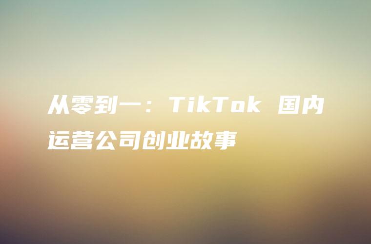 从零到一：TikTok 国内运营公司创业故事