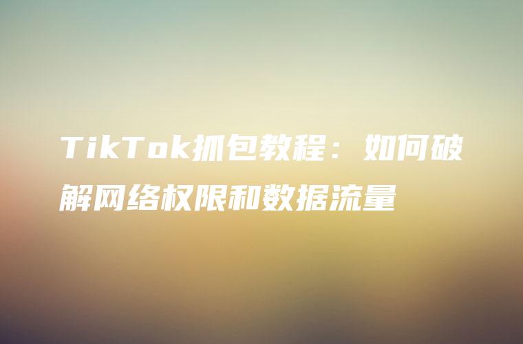 TikTok抓包教程：如何破解网络权限和数据流量