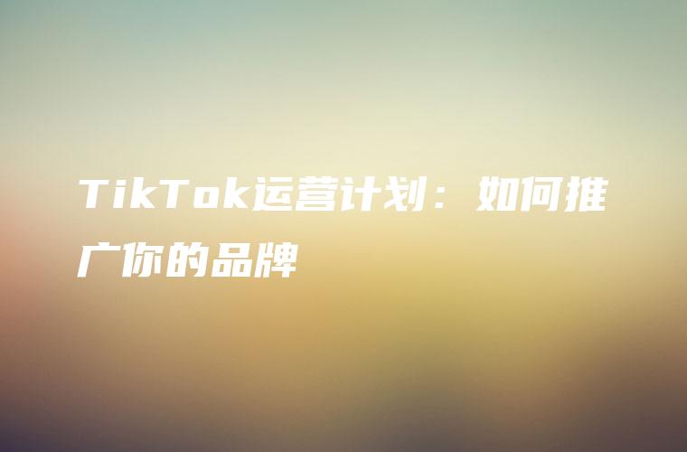 TikTok运营计划：如何推广你的品牌