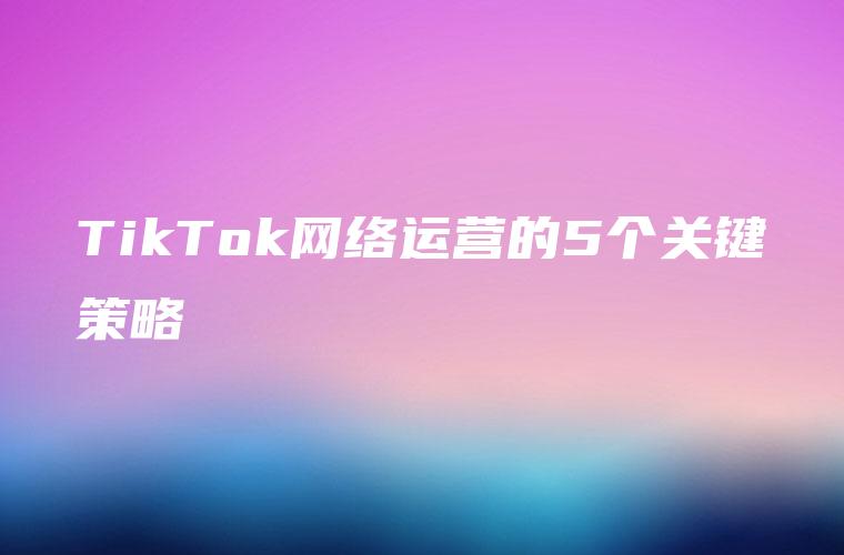 TikTok网络运营的5个关键策略