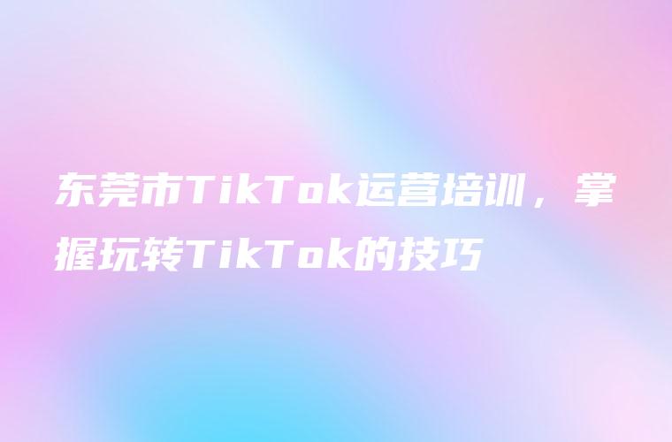 东莞市TikTok运营培训，掌握玩转TikTok的技巧