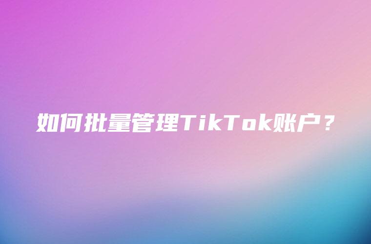 如何批量管理TikTok账户？