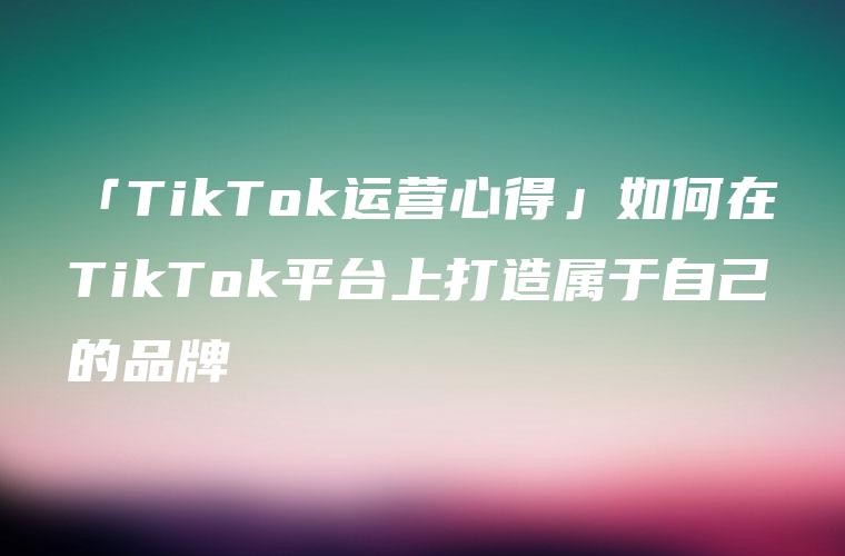 「TikTok运营心得」如何在TikTok平台上打造属于自己的品牌
