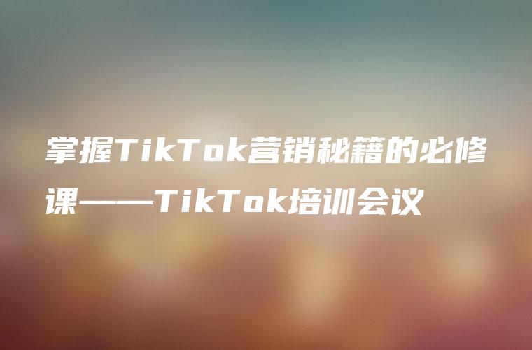 掌握TikTok营销秘籍的必修课——TikTok培训会议