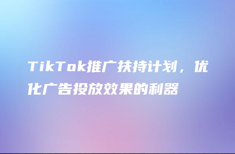 TikTok推广扶持计划，优化广告投放效果的利器