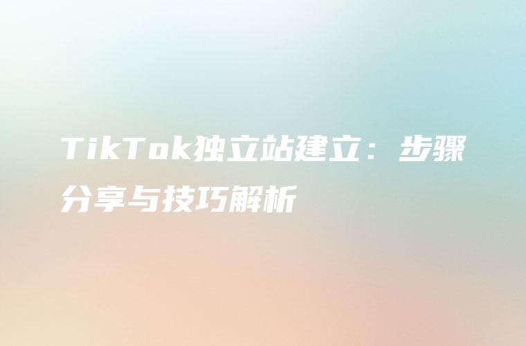TikTok独立站建立：步骤分享与技巧解析
