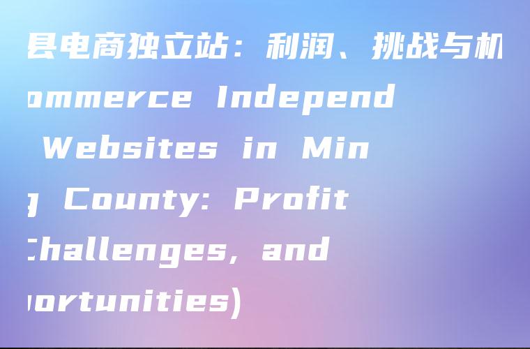 闽清县电商独立站：利润、挑战与机遇 (E-commerce Independent Websites in Minqing County: Profits, Challenges, and Opportunities)