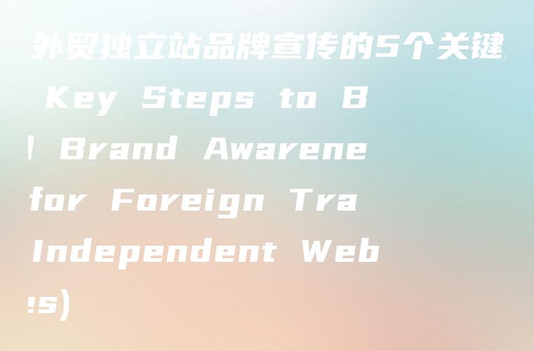 打造外贸独立站品牌宣传的5个关键步骤 (5 Key Steps to Build Brand Awareness for Foreign Trade Independent Websites)