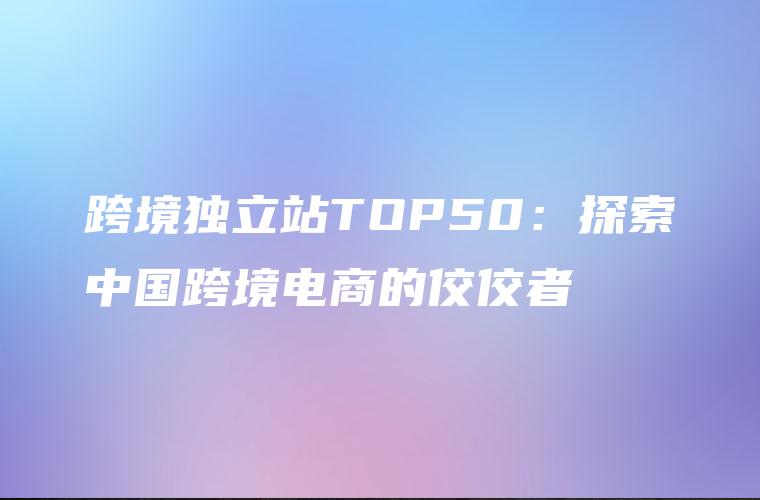 跨境独立站TOP50：探索中国跨境电商的佼佼者