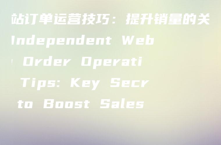 独立站订单运营技巧：提升销量的关键秘诀 (Independent Website Order Operations Tips: Key Secrets to Boost Sales)