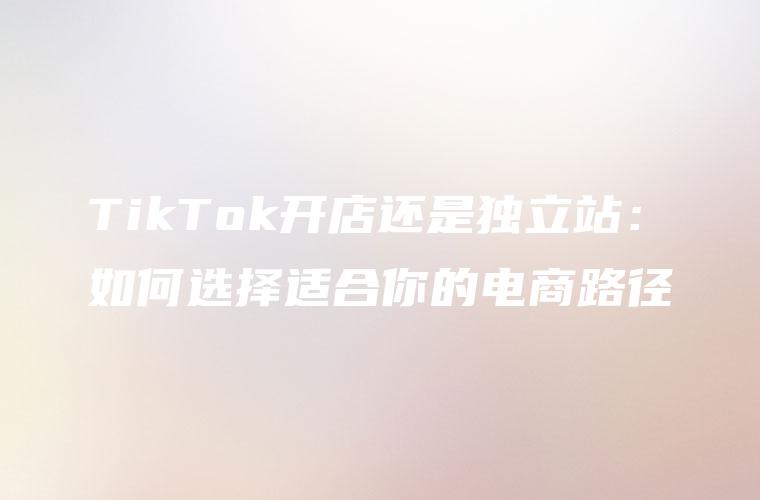 TikTok开店还是独立站：如何选择适合你的电商路径